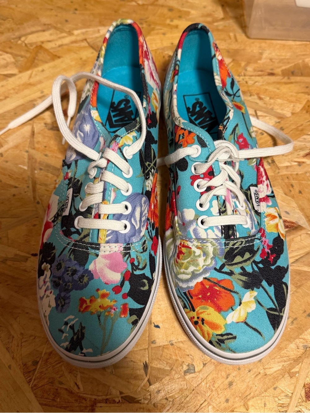Vans Turquoise Floral Canvas Lace-Up Sneakers